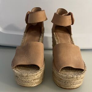 Marc Fisher LTD nude leather, 4” platform wedge sandals. Brand new. Size 7.